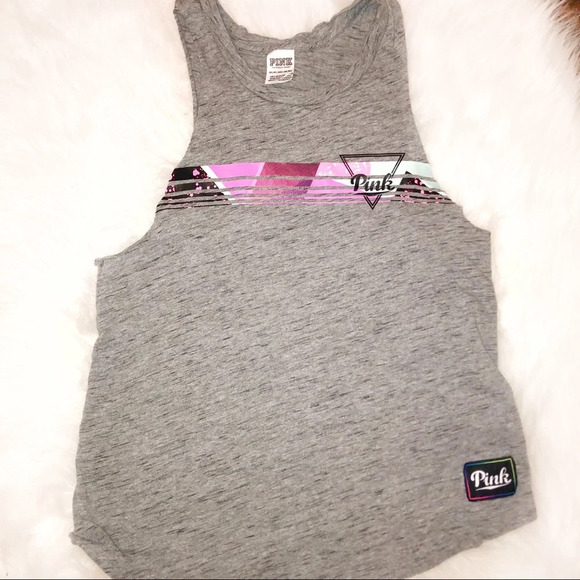 PINK xsmall grey gym/yoga/sleep cotton tank top - Picture 3 of 3